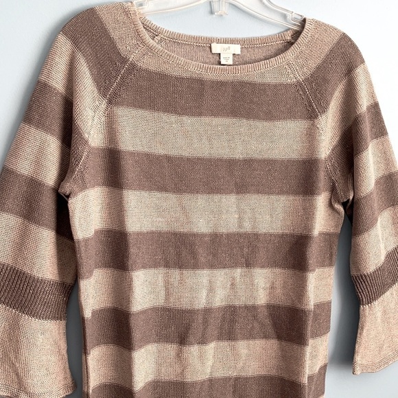 NEW J.Jill Gray Metallic Linen-blend Knit Bell Sleeves Top US XS - Picture 3 of 6